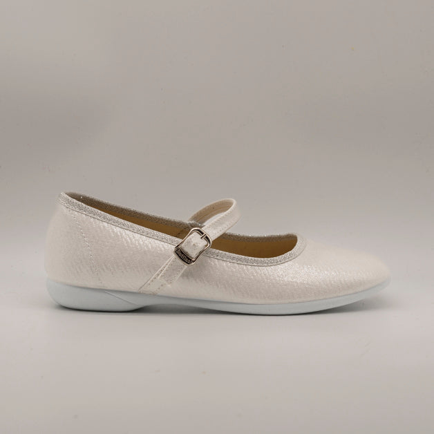 Batilas 107/109 – ballerine bambina in tela con cinturino regolabile - bianco - scarpe di qualità venduta a Milano da Pli-Pla