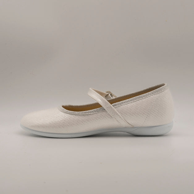 Batilas 107/109 – ballerine bambina in tela con cinturino regolabile - bianco - scarpe di qualità venduta a Milano da Pli-Pla