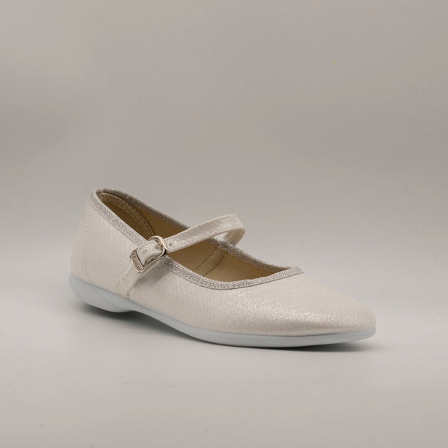 Batilas 107/109 – ballerine bambina in tela con cinturino regolabile - bianco - scarpe di qualità venduta a Milano da Pli-Pla