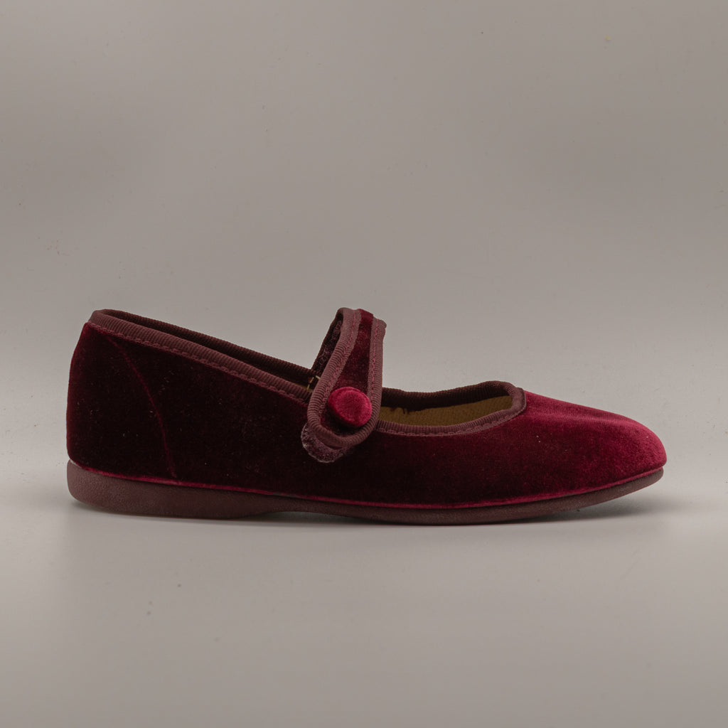 Batilas 17351 – ballerine bambina in velluto con cinturino Mary Jane - bordeaux