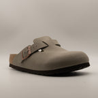 Birkenstock Boston – sabot in Birko-Flor con plantare anatomico - stone - scarpe di qualità venduta a Milano da Pli-Pla