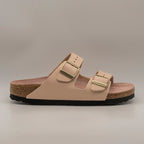 Birkenstock Arizona – sandalo a due cinturini con plantare coordinato - Triples New beige/Pink clay - scarpe di qualità venduta a Milano da Pli-Pla