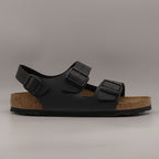 Birkenstock Milano – sandalo con cinturino alla caviglia e plantare anatomico - nero - scarpe di qualità venduta a Milano da Pli-Pla