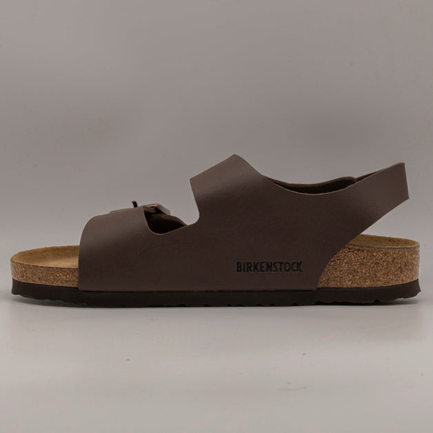 Birkenstock Milano – sandalo con cinturino alla caviglia e plantare anatomico - dark brown - scarpe di qualità venduta a Milano da Pli-Pla