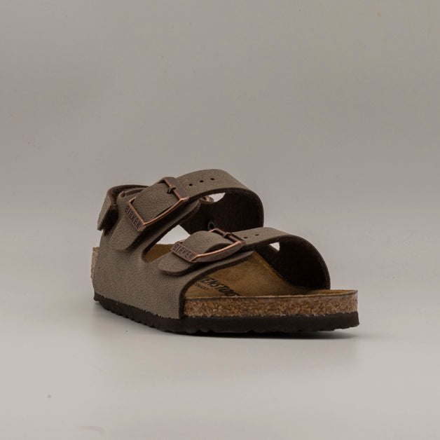 Birkenstock Milano Kids – sandalo bambino con cinturino al tallone e plantare anatomico - marrone mocca - scarpe di qualità venduta a Milano da Pli-Pla