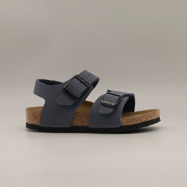 Birkenstock New York Kids – sandalo bambino con cinturino al tallone e plantare anatomico - blu navy - scarpe di qualità venduta a Milano da Pli-Pla