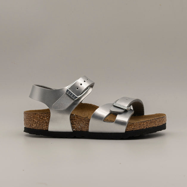 Birkenstock Rio Kids – sandalo bambino con cinturino al tallone e plantare anatomico - electric metallic silver - scarpe di qualità venduta a Milano da Pli-Pla