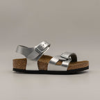 Birkenstock Rio Kids – sandalo bambino con cinturino al tallone e plantare anatomico - electric metallic silver - scarpe di qualità venduta a Milano da Pli-Pla