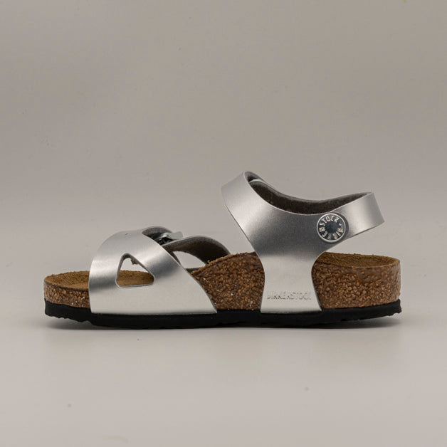 Birkenstock Rio Kids – sandalo bambino con cinturino al tallone e plantare anatomico - electric metallic silver - scarpe di qualità venduta a Milano da Pli-Pla