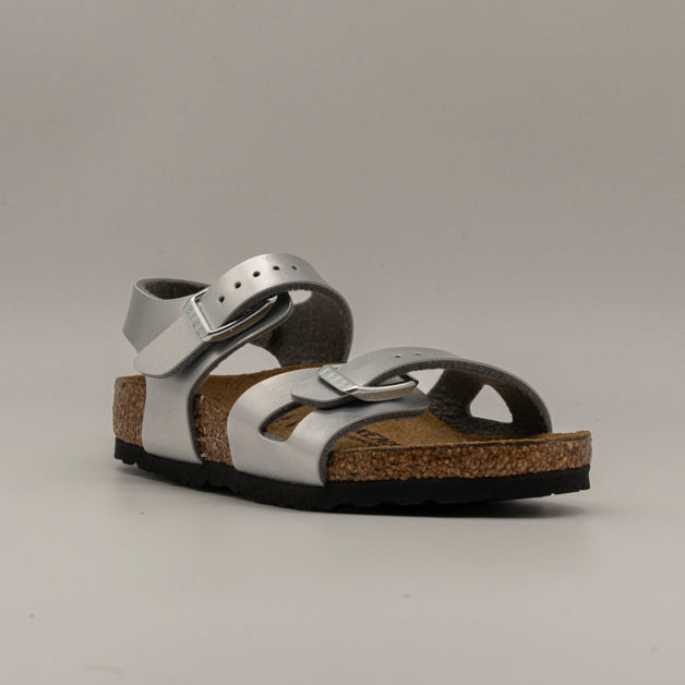 Birkenstock Rio Kids – sandalo bambino con cinturino al tallone e plantare anatomico - electric metallic silver - scarpe di qualità venduta a Milano da Pli-Pla