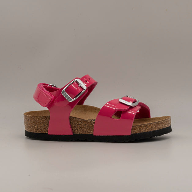 Birkenstock Rio Kids – sandalo bambina con cinturino al tallone e plantare anatomico - patent fuchsia tulip - scarpe di qualità venduta a Milano da Pli-Pla