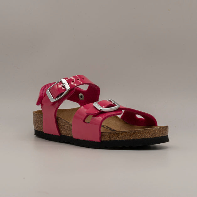 Birkenstock Rio Kids – sandalo bambina con cinturino al tallone e plantare anatomico - patent fuchsia tulip - scarpe di qualità venduta a Milano da Pli-Pla