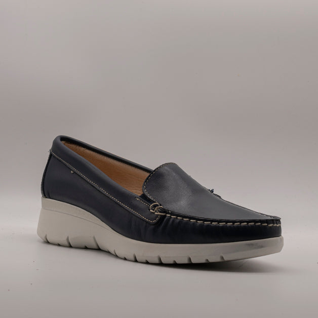 Cinzia Soft IA100800 mocassino donna in pelle con zeppa blu - scarpe di qualità venduta a Milano da Pli-Pla