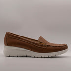 Cinzia Soft IA100800 mocassino donna in pelle con zeppa cuoio - scarpe di qualità venduta a Milano da Pli-Pla