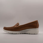 Cinzia Soft IA100800 mocassino donna in pelle con zeppa cuoio - scarpe di qualità venduta a Milano da Pli-Pla