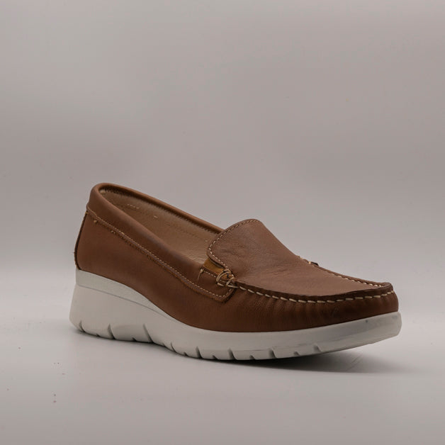 Cinzia Soft IA100800 mocassino donna in pelle con zeppa cuoio - scarpe di qualità venduta a Milano da Pli-Pla