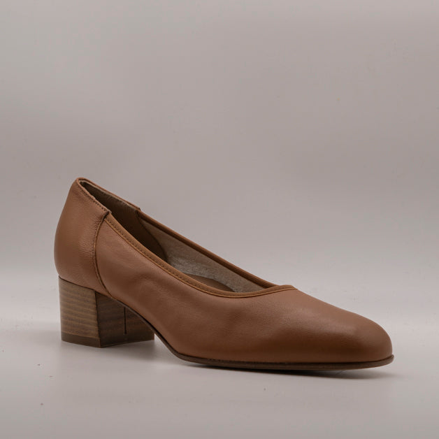 Cinzia Valle 2296 Dècolletè in pelle da donna con tacco cuoio - scarpe di qualità venduta a Milano da Pli-Pla