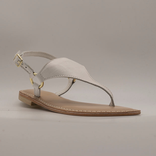 Cristin Catrin – sandali infradito in pelle con cinturino - bianco - scarpe di qualità venduta a Milano da Pli-Pla