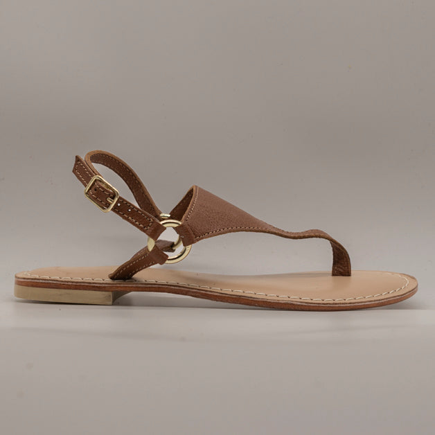 Cristin Catrin – sandali infradito in pelle con cinturino - cuoio - scarpe di qualità venduta a Milano da Pli-Pla
