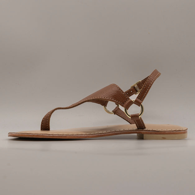 Cristin Catrin – sandali infradito in pelle con cinturino - cuoio - scarpe di qualità venduta a Milano da Pli-Pla