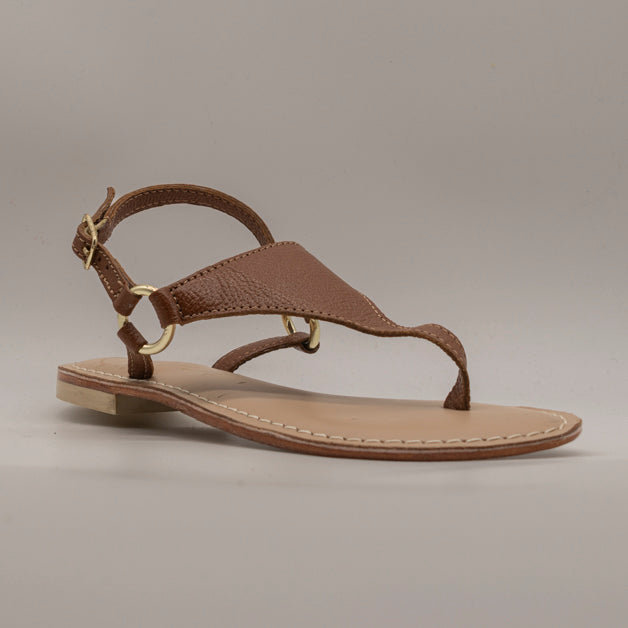 Cristin Catrin – sandali infradito in pelle con cinturino - cuoio - scarpe di qualità venduta a Milano da Pli-Pla