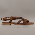 Cristin Cefalù – sandalo in pelle stile greco con cinturino - cuoio - scarpe di qualità venduta a Milano da Pli-Pla