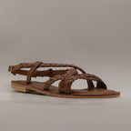 Cristin Cefalù – sandalo in pelle stile greco con cinturino - cuoio - scarpe di qualità venduta a Milano da Pli-Pla