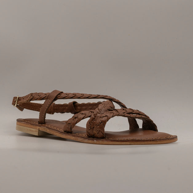 Cristin Cefalù – sandalo in pelle stile greco con cinturino - cuoio - scarpe di qualità venduta a Milano da Pli-Pla