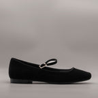 Cristin ballerina Mary Jane con punta squadrata in velluto Diva nero - scarpe di qualità venduta a Milano da Pli-Pla
