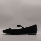 Cristin ballerina Mary Jane con punta squadrata in velluto Diva nero - scarpe di qualità venduta a Milano da Pli-Pla