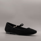 Cristin ballerina Mary Jane con punta squadrata in velluto Diva nero - scarpe di qualità venduta a Milano da Pli-Pla