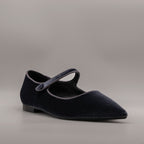 Cristin ballerina Mary Jane a punta in velluto Lea indaco - scarpe di qualità venduta a Milano da Pli-Pla