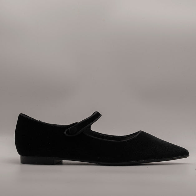 Cristin ballerina Mary Jane a punta in velluto Lea nero - scarpe di qualità venduta a Milano da Pli-Pla