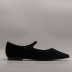 Cristin ballerina Mary Jane a punta in velluto Lea nero - scarpe di qualità venduta a Milano da Pli-Pla