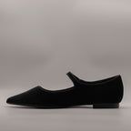 Cristin ballerina Mary Jane a punta in velluto Lea nero - scarpe di qualità venduta a Milano da Pli-Pla