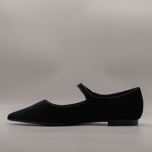 Cristin ballerina Mary Jane a punta in velluto Lea nero - scarpe di qualità venduta a Milano da Pli-Pla