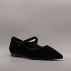 Cristin ballerina Mary Jane a punta in velluto Lea nero - scarpe di qualità venduta a Milano da Pli-Pla