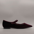 Cristin ballerina Mary Jane a punta in velluto Lea vinaccia - scarpe di qualità venduta a Milano da Pli-Pla