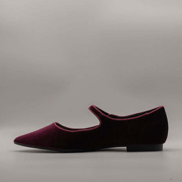 Cristin ballerina Mary Jane a punta in velluto Lea vinaccia - scarpe di qualità venduta a Milano da Pli-Pla