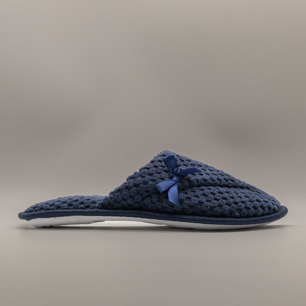 De Fonseca Bari – Pantofole donna in tessuto effetto rete con fiocchetto - blu - scarpe di qualità venduta a Milano da Pli-Pla