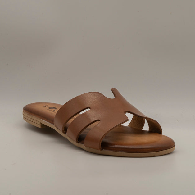 Dorea 5102 – ciabattina in pelle con plantare imbottito comfort - cuoio - scarpe di qualità venduta a Milano da Pli-Pla