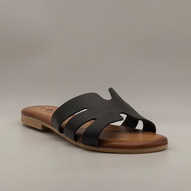 Dorea 5102 – ciabattina in pelle con plantare imbottito comfort - nero - scarpe di qualità venduta a Milano da Pli-Pla