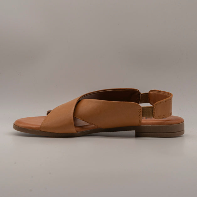 Dorea MR22G435 – sandalo in pelle con fasce incrociate e comfort slip-on - marrone brandy - scarpe di qualità venduta a Milano da Pli-Pla