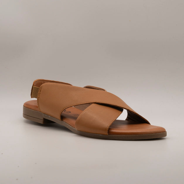 Dorea MR22G435 – sandalo in pelle con fasce incrociate e comfort slip-on - marrone brandy - scarpe di qualità venduta a Milano da Pli-Pla