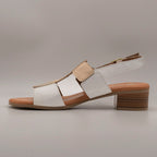 Dorea MR232240 – sandalo in pelle con tacco basso e tomaia decorata - bianco/oro - scarpe di qualità venduta a Milano da Pli-Pla