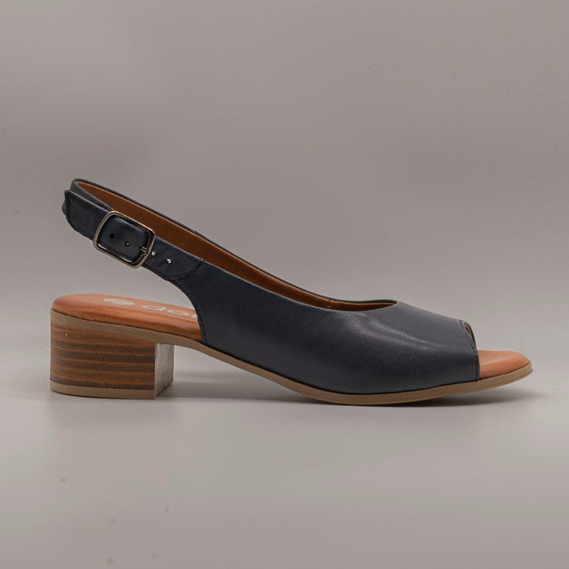 Dorea MR243065 – sandalo décolleté aperto in pelle con tacco - blu navy - scarpe di qualità venduta a Milano da Pli-Pla