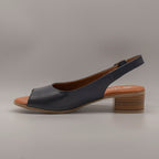 Dorea MR243065 – sandalo décolleté aperto in pelle con tacco - blu navy - scarpe di qualità venduta a Milano da Pli-Pla