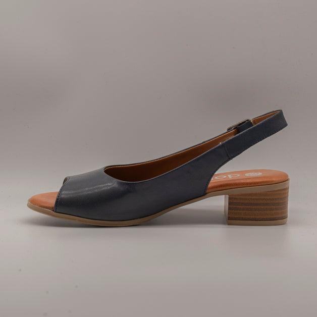 Dorea MR243065 – sandalo décolleté aperto in pelle con tacco - blu navy - scarpe di qualità venduta a Milano da Pli-Pla