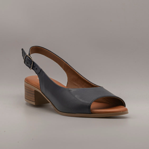 Dorea MR243065 – sandalo décolleté aperto in pelle con tacco - blu navy - scarpe di qualità venduta a Milano da Pli-Pla