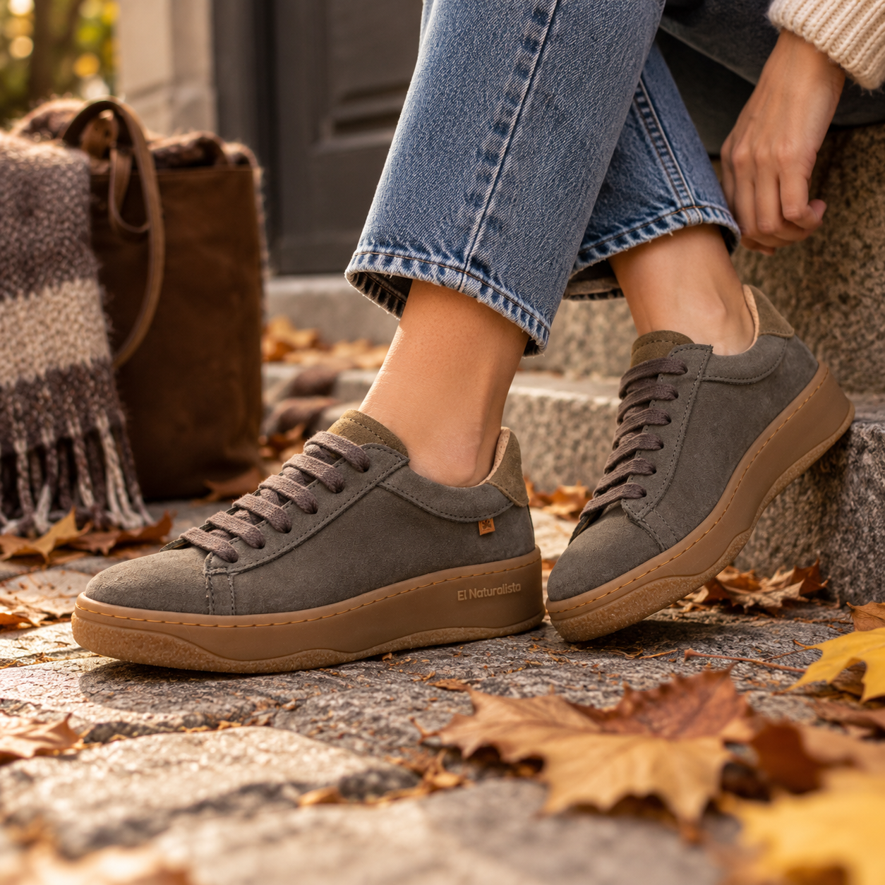 El Naturalista 5848 GEO – sneakers donna in pelle scamosciata con suola riciclata - grigio grafito